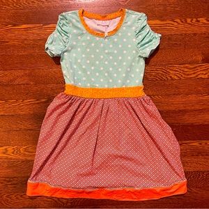 435 by Matilda Jane Mint Polka Dot & Diamond Print Ruched Sleeve Dress Size 10